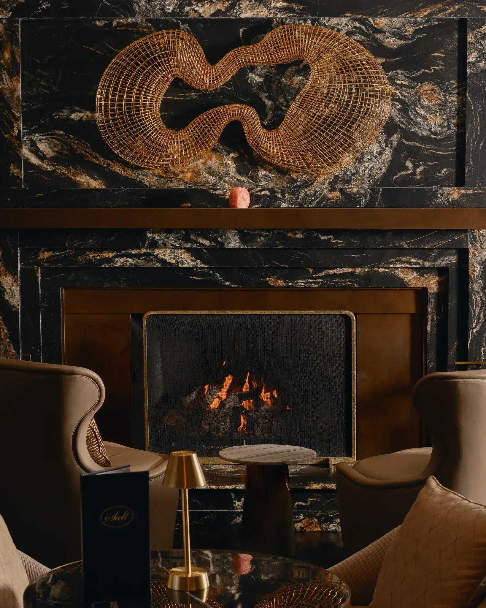 Salt dining room fireplace at The Ritz-Carlton Amelia Island
